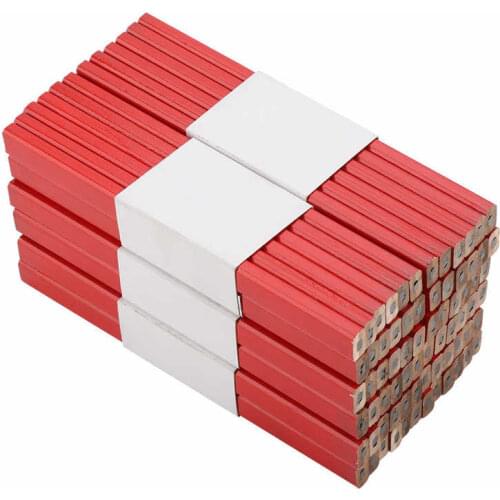 72Pcs 175mm Octagonal Red Hard Black Lead Carpenter Pencil Marker Woodworking Marking Tool