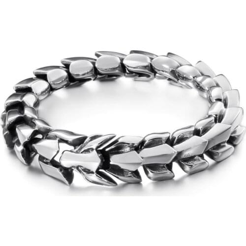 15mm Vintage Viking Link Chain Animal Bracelet Men 316L Stainless Steel Dancing Jewelry Best Boyfriend Gift