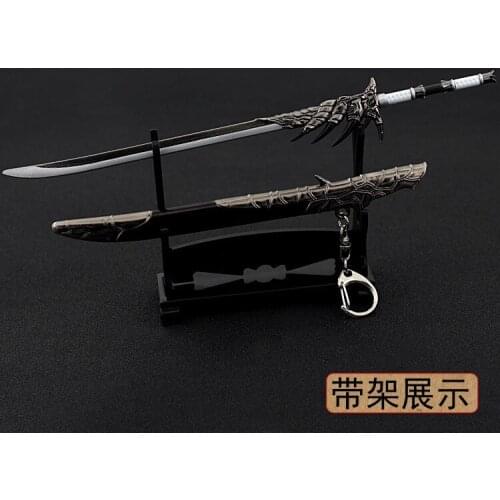 Monster Hunter 22cm Mini Alloy Sword with Sheath Weapon Model Alloy Keychain Cosplay Show Gift Ninja Weapon Sword