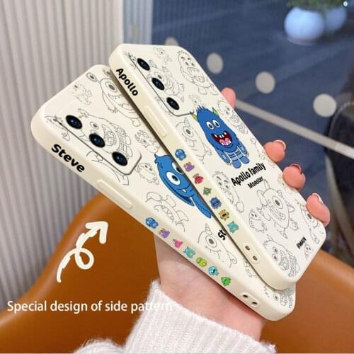 Funny Monster Phone Case For Huawei P40 P30 P20 Pro Lite Mate 40 30 20 Pro Lite P Smart 2021 Y7A Liquid Silicone Cover