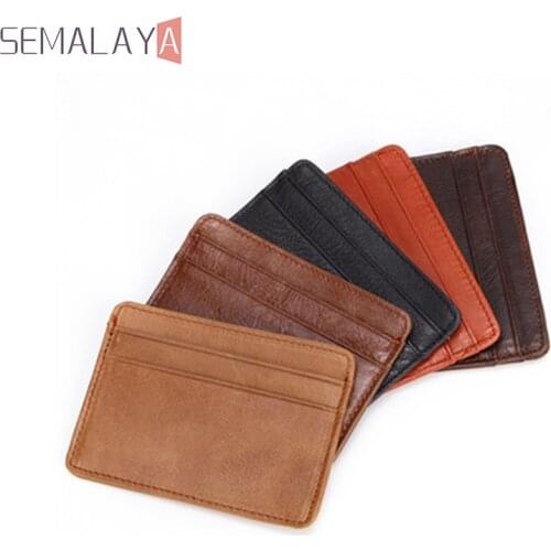 High Quality Cowhide Leather Card Holder Wallet Cardholder Genuine Leather Mini Wallets Coin Purse Pocket Interior Slot Pocket