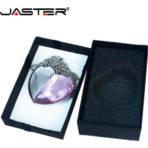JASTER USB 2.0 Diamond crystal love heart with gift box USB flash drive pendrive 4GB~64GB Memory stick thumb drive customer logo