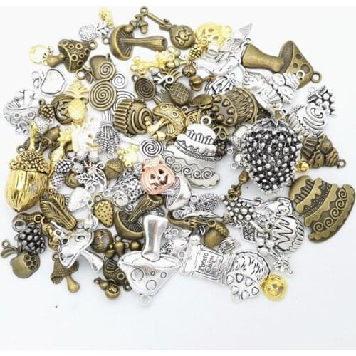 Hot sale metal Fruit and vegeta mixed pendant antique bronze bracelet necklace handmade jewelry making wholesale DIY accessories