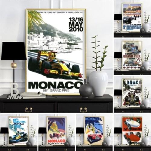 Grand Prix Super Racing Car Retro 2006 Monaco Race 64th Motor Poster Wall Art Canvas Wall Picture Painting Bedroom Home Decor