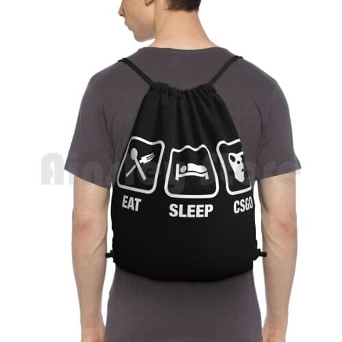 Csgo Eat Sleep Marksman Gaming Tee Backpack Drawstring Bag Riding Climbing Gym Bag Csgo Cs Go Cs Golang Counterstrike