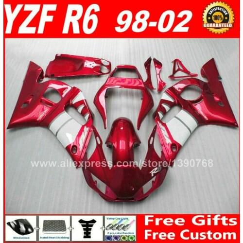 Fit for YAMAHA R6 1998 - 2002 fairings kit 1999 2000 2001 plastic parts 98 99 00 01 02 fairing kits red white