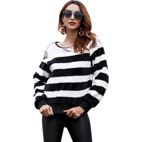 Suit-dress 2018 Autumn And Winter New Pattern Long Sleeve Stripe Ma'am Cashmere Sweater Sweater