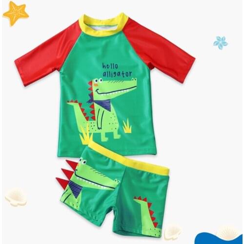 2-6 Years Boys Swim Trunks Two Piece Green Alligator 2021 New Childrens Swimwear Little Boy Swimsuit Beachwear TB079