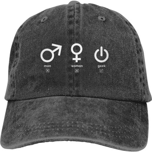 Man, Woman, Geek (white) Baseball Cap cowboy hat Peaked cap Cowboy Bebop Hats Men and women hats
