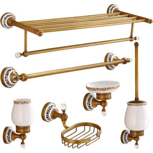 Bathroom Accessories Set, Antique Brass Paper Holder,Towel Bar,Towel Rack,Toilet Brush Holder, Soap Dish,Bathroom Hardware Set