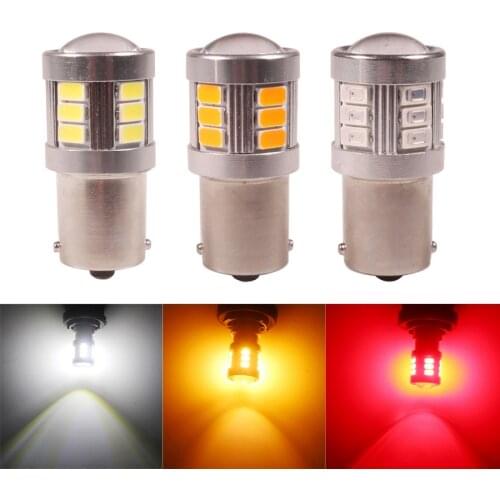 NHAUTP 2Pcs 1156 BA15S P21w LED Car Light Bulbs 12V 24V Auto Truck LED Reverse Lights Parking Lamp DRL White Amber Red 12-28v