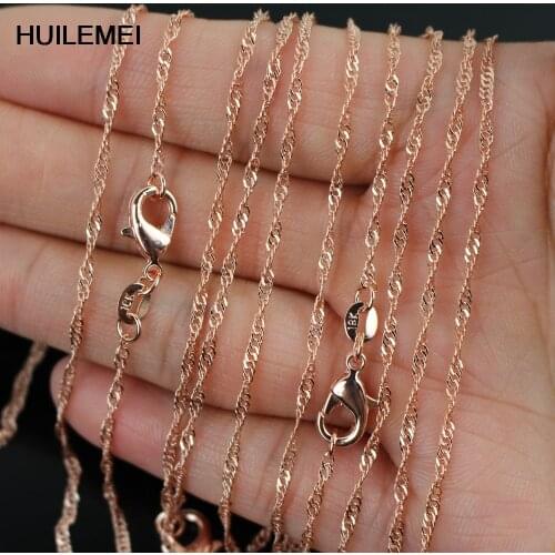 Wholesale 10pcs/lot Fashion Rose Gold Color 2mm Water Wave Chain Necklace For Women,Fashion Jewelry Necklace Chains for Women
