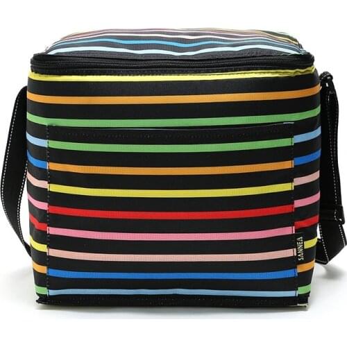 28L Rainbow Stripe Beach Cooler Bags waterproof Oxford Picnic Camping Food Insulated Refrigerated Thermal Bag