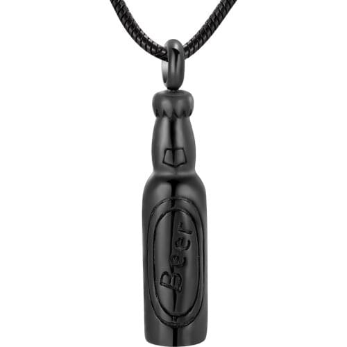 Stainless Steel Beer Bottle Keepsake Pendant Necklace For Men Cremation Jewelry For Ashes Memorial Urn Necklace Ashes Locket