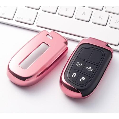 Pink key Case Shell Cover TPU Smart Protective for Jeep Dodge Challenger Charger Chrysler