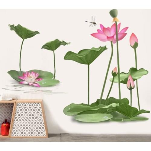 3D Lotus Wall Stickers Flowers Living Room Decoration Art Bedroom Bathroom Home Office Decor Self Adhesive Wallpaper Wallsticker