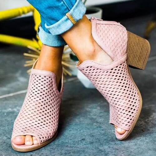 2019 Summer Sandals Women High Heels Hollow Fish Mouth Wedge Sandals Casual Shoes Women Plus Size Open Toe Ladies Sandals