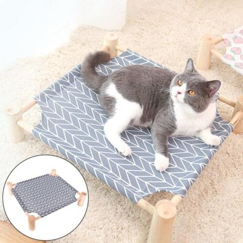 Detachable Cat Bed House Hammocks Bed Wood Canvas Cat Lounge Bed for Small Rabbit Cats Dogs Durable Canvas Pet House Supplies
