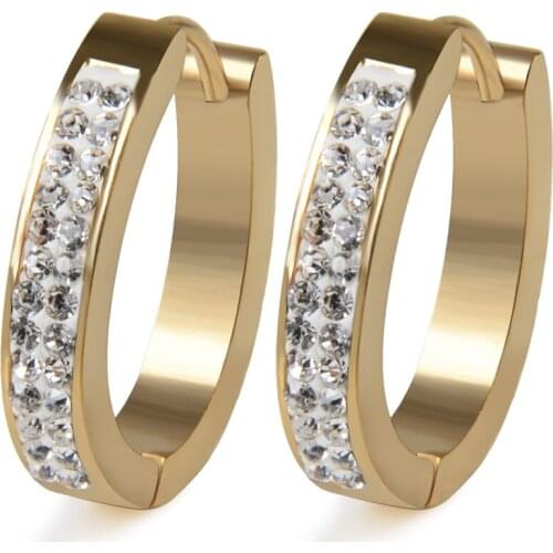 Chanfar 4 Colors Crystal Stainless Steel Earrings Rhinestone Stud Earrings For Women Wedding Party Fashion Jewelry Girl Gift