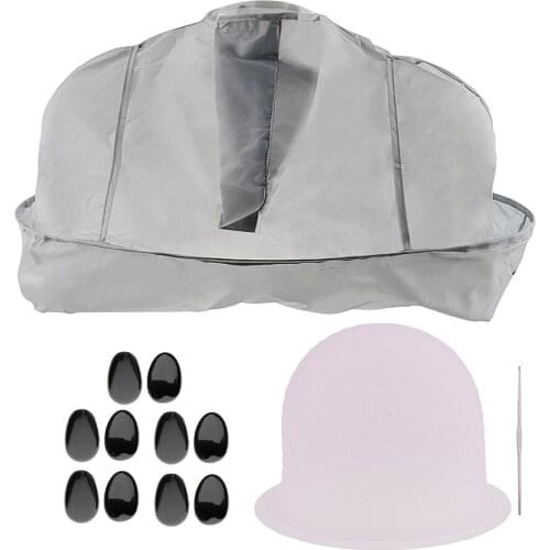 Hair Coloring Dyeing Kit Hair Dye DIY Tool, Hairdressing Cutting Cape Tinting Ear Cover Pink Tipping Silicone Cap with Hook