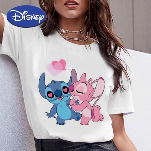 Disney Stitch Kawaii Printed Ulzzang shirt Stylish Hot Sale Women Clothing Korean Style Fashion Streetwear Female Oversized