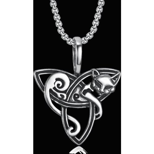 Viking Fox Amulet Necklaces Celtics Knot Pendant Jewelry For Women Men