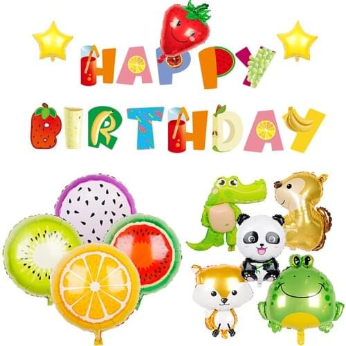 Fruit Aluminum Foil Balloon Cartoon Animal Balloon Childrens Toy Happy Birthday Balloon Baby Shower Birthday Party Decoration