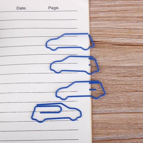 20 Pcs Paper Clips Car Shape for Bookmark Office School Notebook Agenda Pad Commonly Used Clips Blue Color 4x1.4 cm