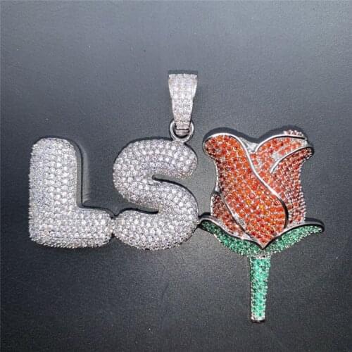 Lucky Sonny Custom Bubble Letters Name Pendant With Rose Gold Silver A-Z Initials Hip Hop Necklaces Jewelry Gift Drop Shipping