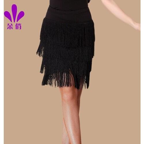 Lady Latin Dance Skirt Plus Size Women Summer New Big Size Sumba Dancing Skirt Female Tassel Slim Rumba Dance Skirt Slim B-4330