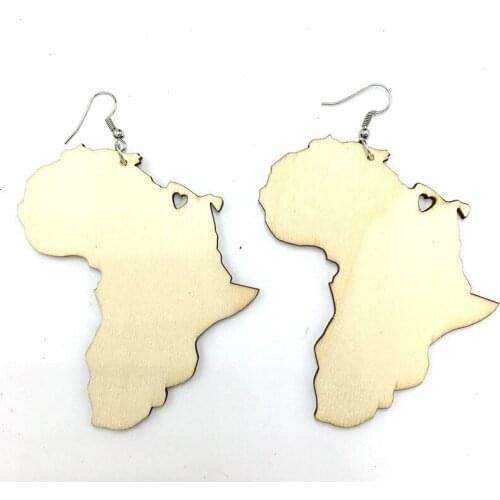Women 2017 Newest Love Africa Map Wood Earrings