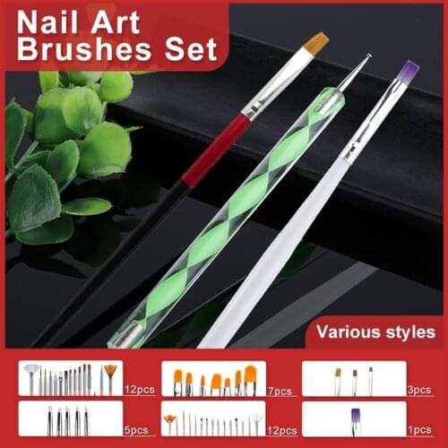 1/3/5/7/15/20 PCS Nail Art Brushes Set Different Size Drawing Painting Pen UV Get DIY Creative Design Nail Art Manicure Tool Kit