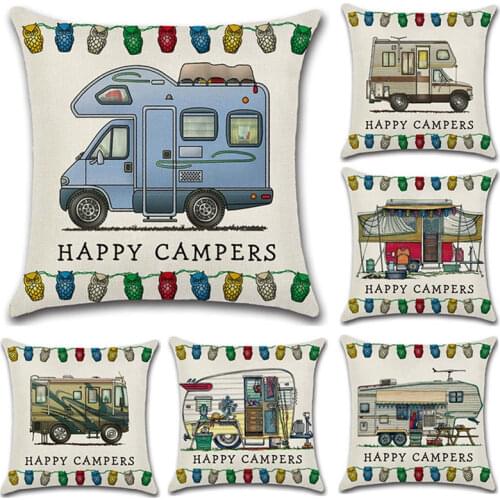 1PC Car Linen Throw Pillow Cover Touring car Pillowcase Home Living Cushion Case 45x45cm