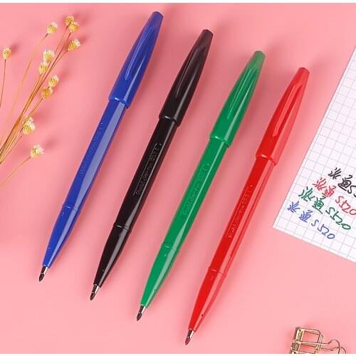 1pc Japan Pentel S520 Sketch Pen Design Sketches Pen Hook Line Pen Hand-Painted Pen 2.0mm Black/Blue/Green/Red Color