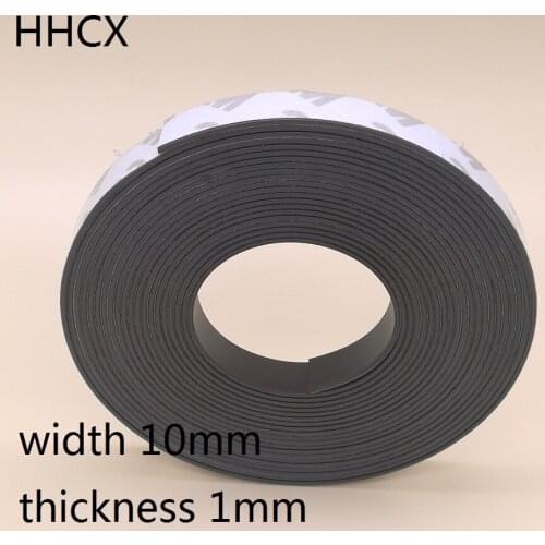 10Meter/lot Anisotropy Rubber Magnet 10*1 mm with 3M self Adhesive Flexible Magnetic Strip Magnet Tape width 10mm thickness 1mm