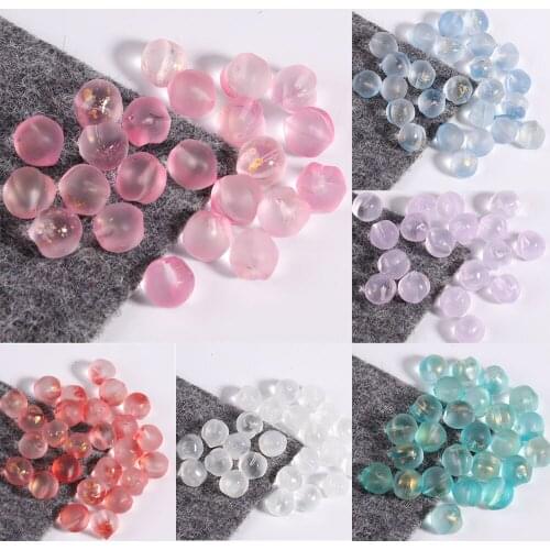 10Pcs 12mm Half Hole Imitation Peach Crystal Loose Beads Pendant Antique Hairpin Decoration DIY Handmade Accessories Materials