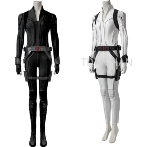 2021 Black Cosplay Widow Natasha Romanoff Cosplay Costume White Black Jumpsuit Version Adult Woman Halloween Carnival Costumes