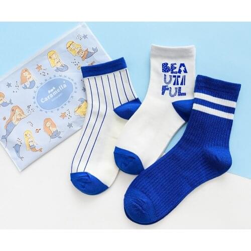 Caramella 3Pairs/Lot Womens Socks Stripe Character Cotton Short Socks Female Cute Unisex Skateboard Socks Hipster Fashion