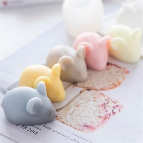 3d Cute Mouse Shape Silicone Candle Mold Diy Aromatherapy Plaster Molds Fondant Cake Baking Mould Handmade Soap Home Decoration