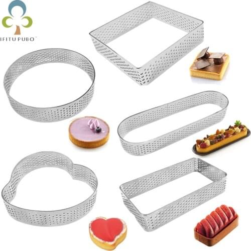 5pcs Mousse Cake Ring Stainless Steel Perforated Mold DIY Egg Tart Ring Dessert Cookies Baking Mould Pastry Baking Tools ZXH