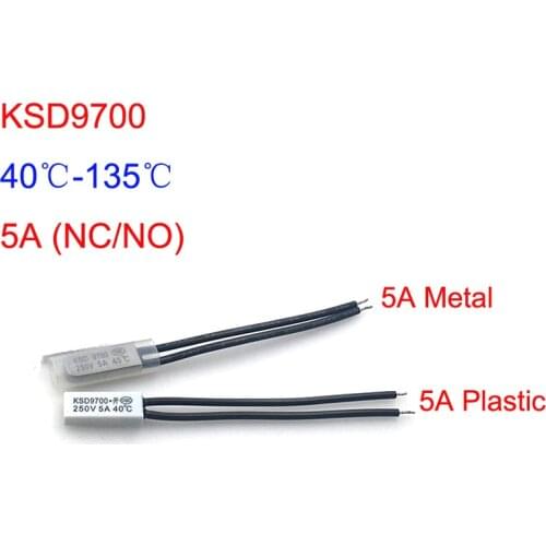5PCS KSD9700 250V 5A Temperature Control Switch 40~135 Degree Celsius Normally Open/Normally Closed Thermal Switch
