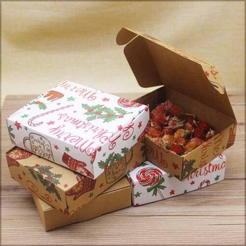 50pcs big size14.5*11*4cm /11.5*11*3.5cm kraft gifts box candy favors box Merry christmas gifts package display paper box
