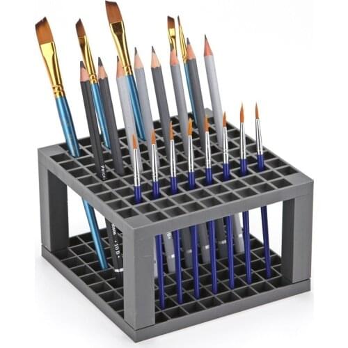 96 Holes Multifunctional Paint Brushes Holder Square Pen Stand Pencil Storage Rack Painting Organizer School Art Supplies