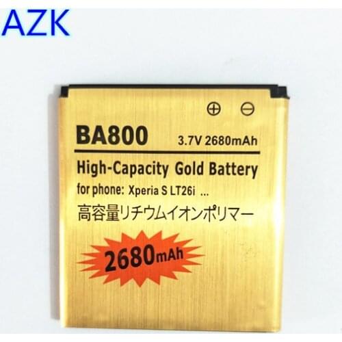 AZK New Gold 2680mAh BA800 Battery for SONY Xperia S Xperia V LT25i LT26i Xperia Arc HD AB-0400 phone battery