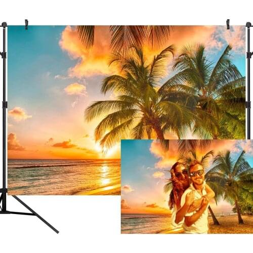 Palm Beach Sunset Seamless Vinyl Customized Photography Backdrop Photo Background Studio Prop