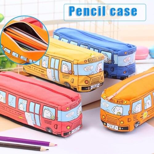 Pencil Case Student Stationery Small Animal Bus Mens and Womens Canvas Stationery Box GDeals