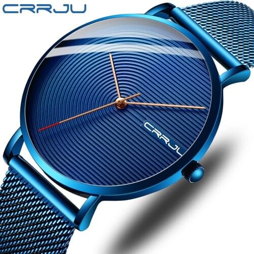 CRRJU Men Watches Top Brand Luxury Waterproof Ultra Thin Date Clock Male Steel Strap Casual Quartz Watch Men Sports Wrist Watch