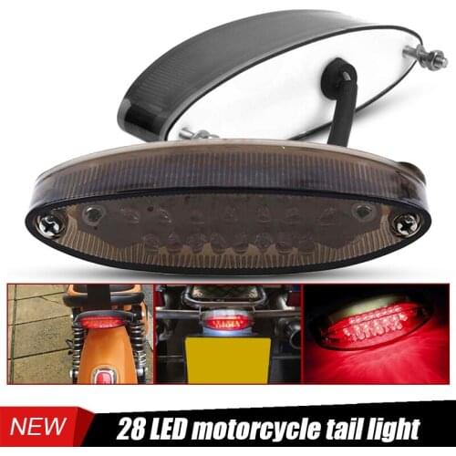 DERI Universal LED Moto Smoke 28LED Brake Tail Light LED License Plate For Motorcycle ATV Moto Accessories Day Running Light