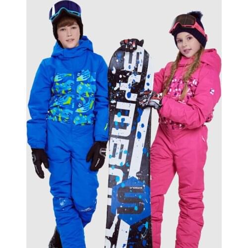 Childrens One-piece Ski Suit Outdoor Waterproof Thick One-piece Raincoat