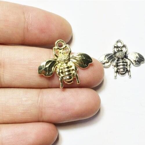 Eruifa 20pcs 22*16mm Prety Bumble Bee Zinc alloy charms Wholesales necklace,earring bracelet jewelry DIY handmade 2 colors